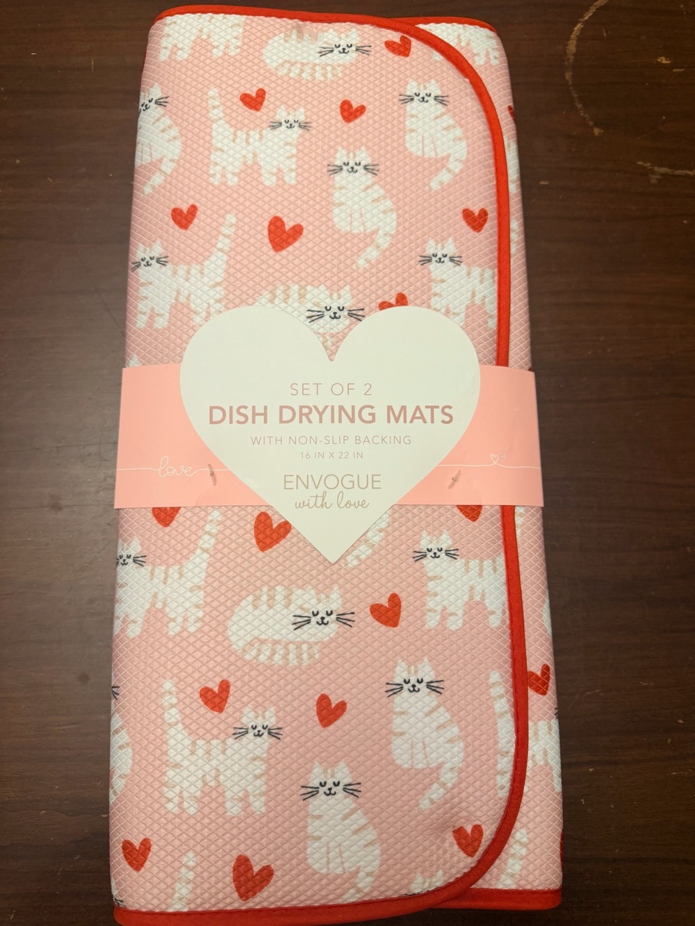Envogue Pink Cats Dish Drying Mat - Set of 2